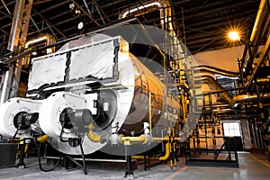 Modern industrial boiler, industrial building interior photo