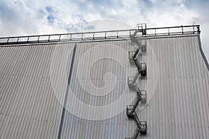 Modern industrial building exterior fire escape