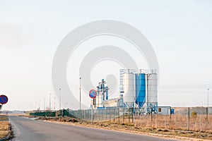 Modern industrial building over blue sky