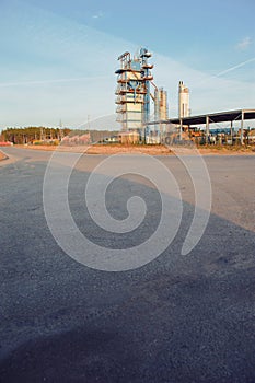 Modern industrial building over blue sky