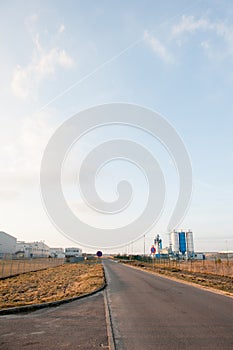 Modern industrial building over blue sky