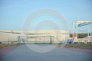 Modern industrial building over blue sky