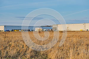 Modern industrial building over blue sky