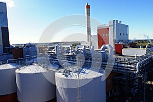 Modern industrial factory against blue sky