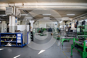 modern industrial factory for mechanical engineering equipment and machines manufacture of a production hall