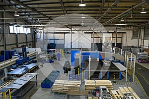 modern industrial factory for mechanical engineering equipment and machines manufacture of a production hall