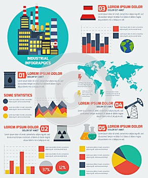 Modern industrial flat infographic background.