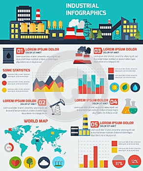 Modern industrial flat infographic background.