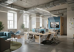 Modern Industrial Office Workspace Design
