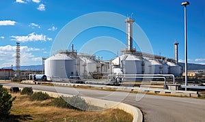 Modern industrial plant with big oil tanks