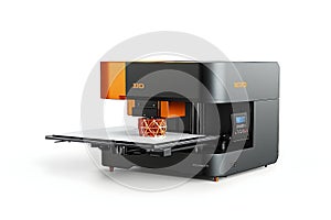 Advanced 3 d printer creating complex geometric object on platform