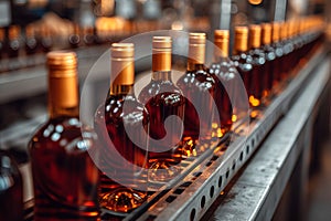 Modern industrial wine bottle production, line process