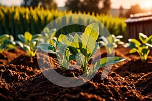 Modern industrialized agriculture using technology, agritech farming of crops photo