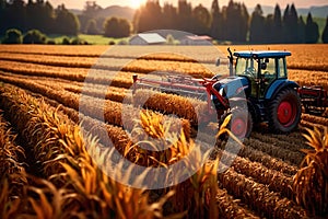 Modern industrialized agriculture using technology, agritech farming of crops photo