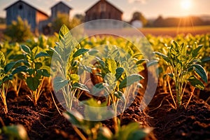 Modern industrialized agriculture using technology, agritech farming of crops photo