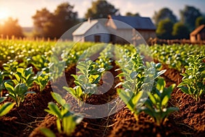 Modern industrialized agriculture using technology, agritech farming of crops photo