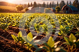 Modern industrialized agriculture using technology, agritech farming of crops photo