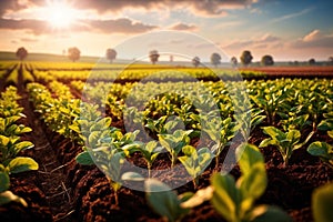 Modern industrialized agriculture using technology, agritech farming of crops photo