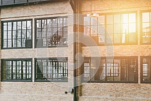 Modern industry building. vintage industrial factory loft style design architecture