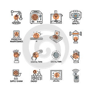 Modern Industry and Technology Icons Set