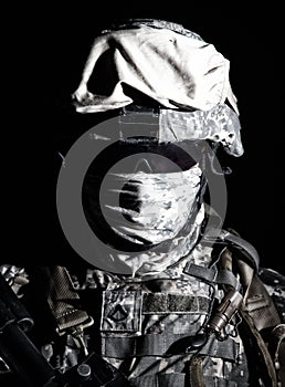 Modern infantry high contrast portrait on black