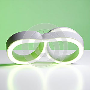 Modern Infinity Symbol LED Lamp on Green Background