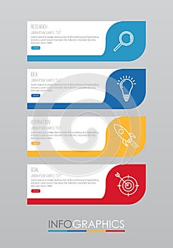 Modern Info-graphic Template for Business with four steps multi-Color design, labels design, Vector info-graphic element, Flat sty