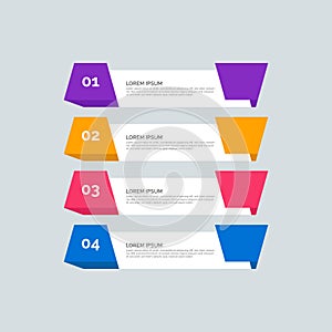 Modern Info-graphic Template for Business with four steps multi-Color design. Set of 4 simple elements for info graphics, flow