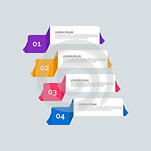 Modern Info-graphic Template for Business with four steps multi-Color design. Set of 4 simple elements for info graphics, flow