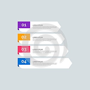 Modern Info-graphic Template for Business with four steps multi-Color design. Set of 4 simple elements for presentation, brochure