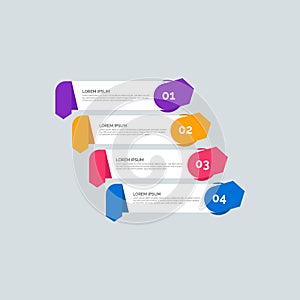 Modern Info-graphic Template for Business with four steps multi-Color design. Set of 4 simple elements for presentation, brochure