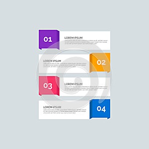 Modern Info-graphic Template for Business with four steps multi-Color design. Set of 4 simple elements for presentation, brochure