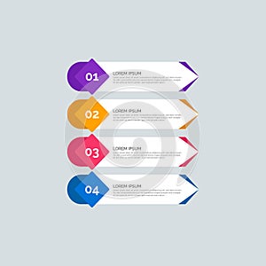 Modern Info-graphic Template for Business with four steps multi-Color design. Set of 4 simple elements for presentation, brochure