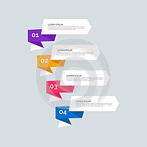 Modern Info-graphic Template for Business with four steps multi-Color design. Set of 4 simple elements for info graphics, flow