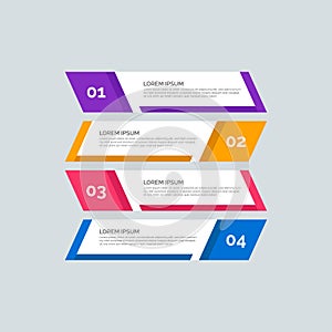 Modern Info-graphic Template for Business with four steps multi-Color design. Set of 4 simple elements for info graphics, flow