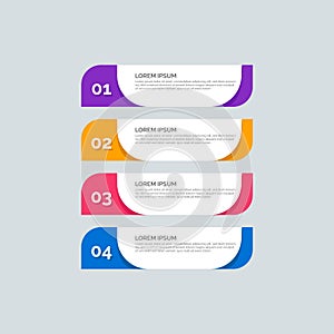 Modern Info-graphic Template for Business with four steps multi-Color design. Set of 4 simple elements for info graphics, flow