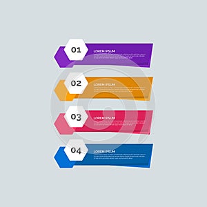 Modern Info-graphic Template for Business with four steps multi-Color design. Set of 4 simple elements for info graphics, flow