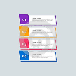 Modern Info-graphic Template for Business with four steps multi-Color design. Set of 4 simple elements for info graphics, flow