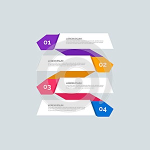 Modern Info-graphic Template for Business with four steps multi-Color design. Set of 4 simple elements for info graphics, flow