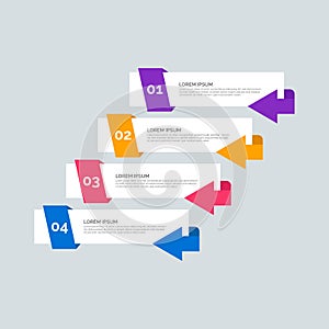 Modern Info-graphic Template for Business with four steps multi-Color design. Set of 4 simple elements for info graphics, flow