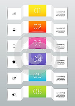 Modern infographic business template and data visualization with 6 options