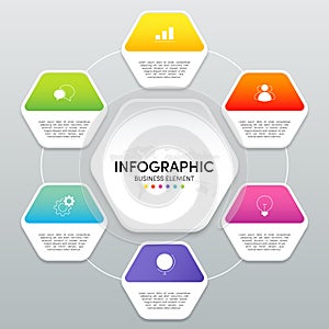 Modern infographic business template and data visualization with 6 options