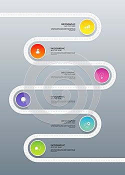 Modern infographic business template and data visualization with 6 options