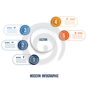 Modern Infographic. Chart template for presentation 5 options