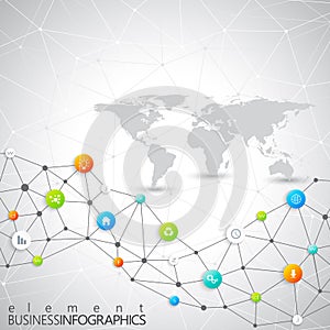 Modern infographic network template with place for your text. Can be used in the workflow layout, diagram, chart, number options