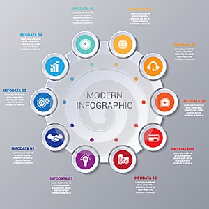 Modern Infographic numbered 10 options.