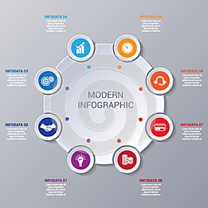 Modern Infographic numbered 8 options.