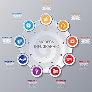 Modern Infographic numbered 9 options.