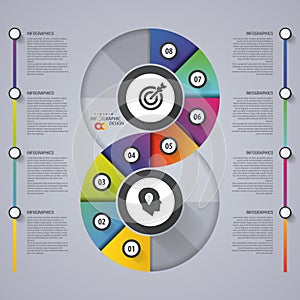 Modern infographic option banner. Abstract round infinity. Design template. Vector illustration