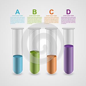 Modern infographic on science and medicine in the form of test tubes. Design elements.